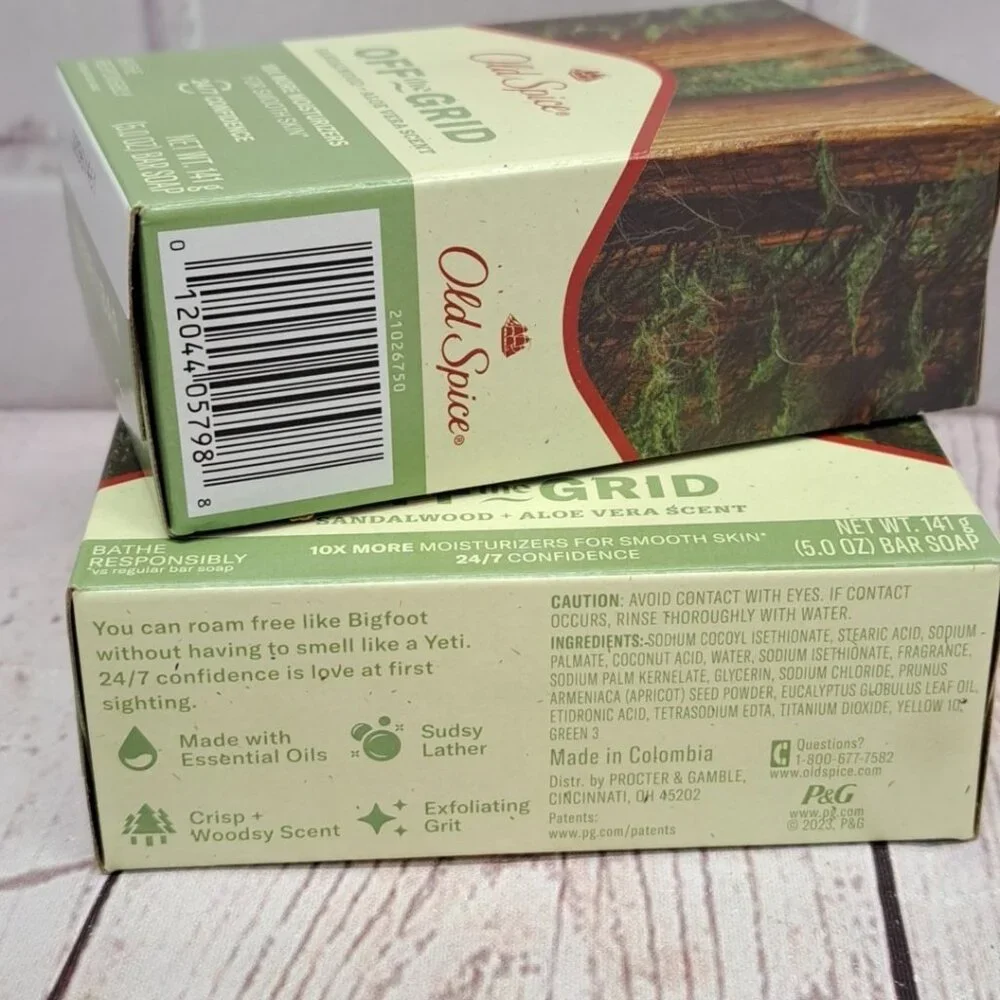 2 Old Spice Off The Grid Sandalwood & Aloe Vera Bar Soap 5oz Each  Discontinued
